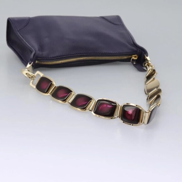 CELINE Shoulder Bag Leather Purple Gold Auth EC729AV - Picture 8 of 15